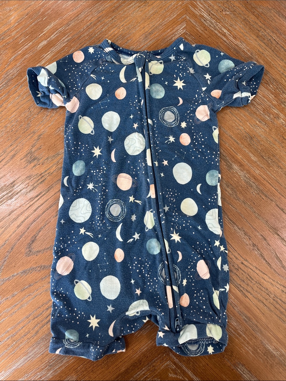 Quince Bamboo Space Planet Short-Sleeve Zipper Pajama